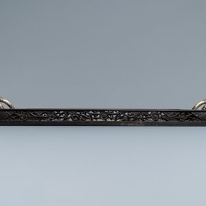 Two Chinese wooden trays with engraved silver plaques and bamboo-shaped handles, 19th C. — photo 8