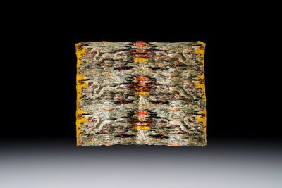 Two Chinese yellow-ground kesi silk 'Dragon' panels, late Ming — photo 3