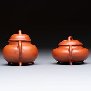 Two Chinese Yixing stoneware teapots and covers, Mengchen 孟臣 marks, 19th C. — photo 3