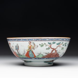 Two Dutch-decorated Chinese blue and white bowls with figures and landscapes, Qianlong — 照片 8