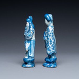 Two Dutch Delft blue and white figures of a Chinese man and woman, 1st quarter 18th C. — 照片 2