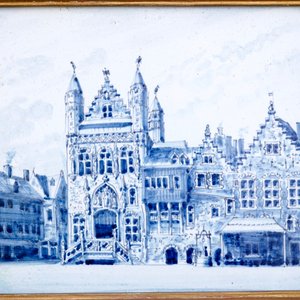 Two Dutch Delft blue and white plaques with city views, Makkum, 19th C. — photo 2
