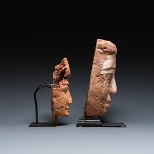 Two Egyptian wooden sarcophagus masks, Ramesside and Ptolemaic periods — photo 3
