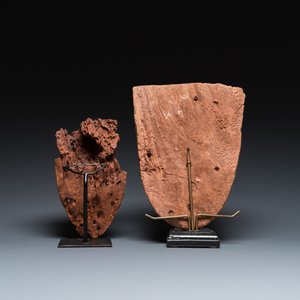 Two Egyptian wooden sarcophagus masks, Ramesside and Ptolemaic periods — photo 4