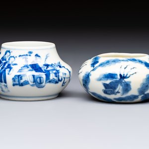 Two fine Chinese blue and white water pots, Jiajing mark, 19th C. — photo 1