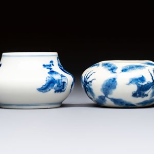 Two fine Chinese blue and white water pots, Jiajing mark, 19th C. — photo 5