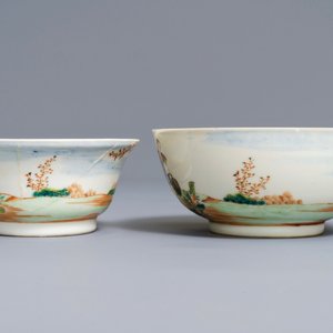 Two fine Chinese famille rose 'European subject' bowls, Qianlong — photo 3