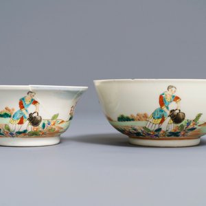 Two fine Chinese famille rose 'European subject' bowls, Qianlong — photo 4