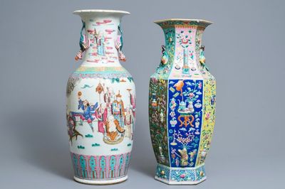 Two fine Chinese famille rose vases, 19th C.