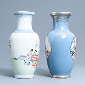 Two fine Chinese famille rose vases, Qianlong marks, Republic — 照片 2