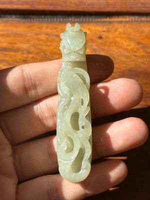 Two fine Chinese white jade carved belt hooks, Qing — photo 12