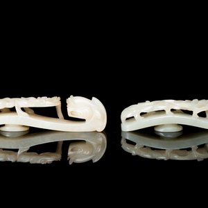 Two fine Chinese white jade carved belt hooks, Qing — photo 5