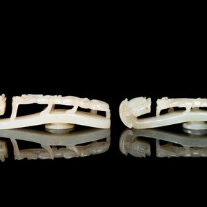 Two fine Chinese white jade carved belt hooks, Qing — photo 7