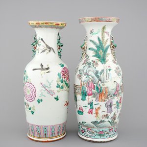 Two fine tall Chinese famille rose vases with birds, 19th C. — photo 5