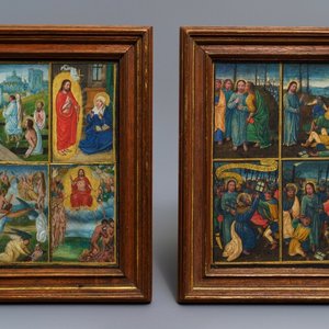 Two Flemish illuminated miniatures, 16th C. — 照片 1