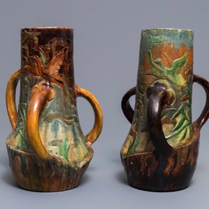 Two Flemish pottery Art Nouveau vases with ducks, Leo Maes Vereenoghe, Torhout, 1891-1909 — 照片 3