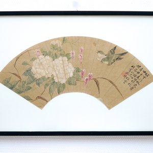 Two framed Chinese fan paintings, signed — 照片 1