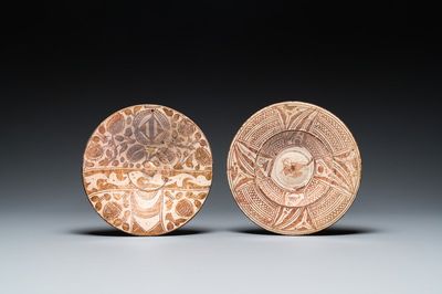 Two Hispano-Moresque lustre-glazed dishes with ornamental design, Spain, 15/16th C.