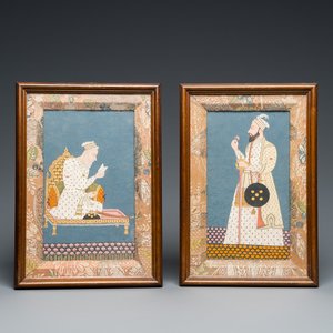Two Indian school miniatures: 'Portrait of Shah Jahan II' and 'Portrait of prince Murad Bakhsh', 18/19th C. — photo 1