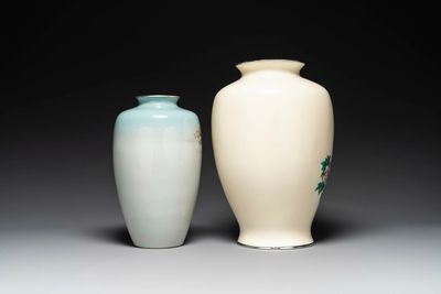 Two Japanese cloisonné vases with floral design, Meiji/Taisho/Showa — 照片 3