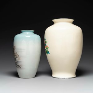 Two Japanese cloisonné vases with floral design, Meiji/Taisho/Showa — 照片 4