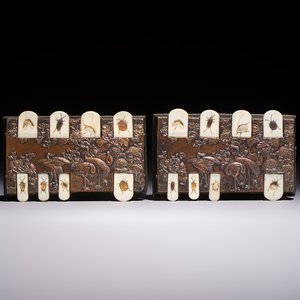 Two Japanese copper and shibayama whist markers, Meiji, 19/20th C. — foto 1