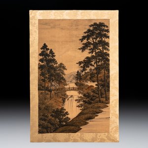 Two Japanese embroidered silk panels with landscape design, Meiji, 19th C. — foto 4