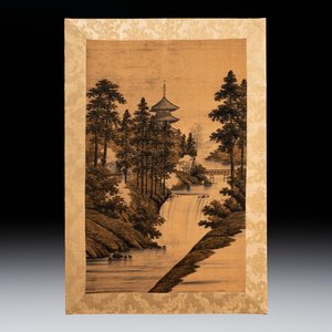 Two Japanese embroidered silk panels with landscapes, Meiji, 19th C. — photo 2