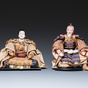 Two Japanese Gofun samurai dolls, Edo/Meiji, 19th C. — 照片 2