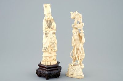 Two Japanese ivory okimono, Meiji, ca. 1900
