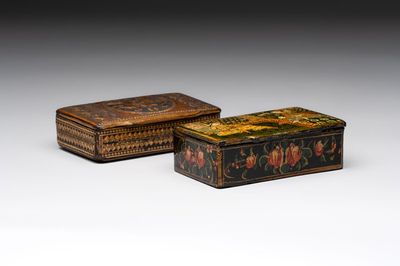 Two lacquered rectangular snuff boxes, Qajar and Ottoman Empire, 19th C.