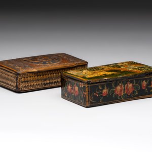 Two lacquered rectangular snuff boxes, Qajar and Ottoman Empire, 19th C. — 照片 1