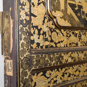 Two large Chinese Canton black and gilt-lacquered panels, 19th C. — 照片 8