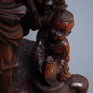 Two large Chinese carved wood figures of immortals, Republic — photo 10