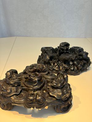 Two large Chinese carved wooden stands, 19th C. — foto 1