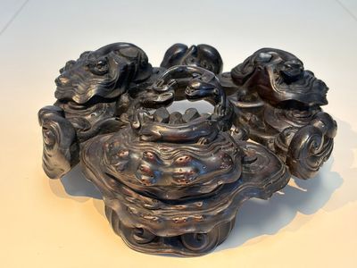 Two large Chinese carved wooden stands, 19th C. — foto 18