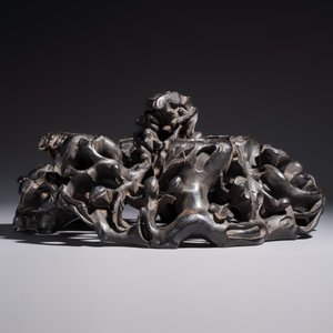 Two large Chinese carved wooden stands, 19th C. — foto 3
