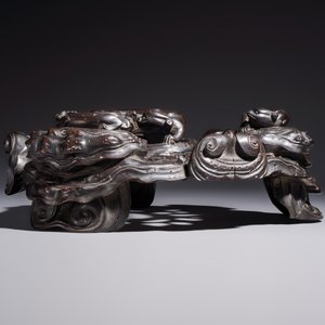 Two large Chinese carved wooden stands, 19th C. — foto 9