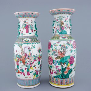 Two large Chinese famille rose vases with roosters and a Guanyin, 19th C. — 照片 3