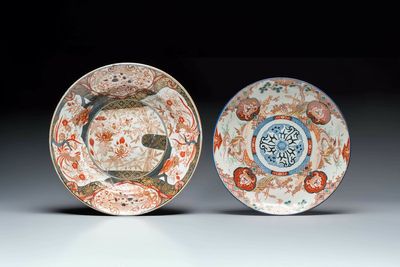 Two large Japanese Imari dishes, Chenghua mark, 17/19th C.
