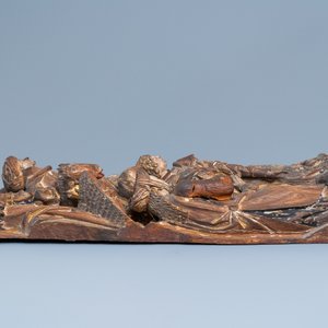 Two large polychromed wood 'Crucifixion' retable fragments, probably Brabant, 15/16th C. — 照片 10