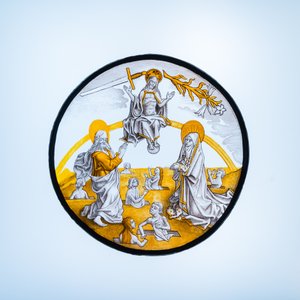 Two painted glass roundels depicting 'The Last Judgment' & 'Abraham sees Sodom in flames', Southern Netherlands, probably 19th C. — photo 6
