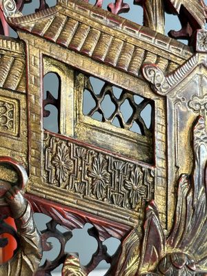 Two pairs of Chinese carved, lacquered and gilt-decorated wooden panels with figural design, 19th C. — foto 27