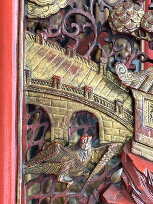 Two pairs of Chinese carved, lacquered and gilt-decorated wooden panels with figural design, 19th C. — foto 29