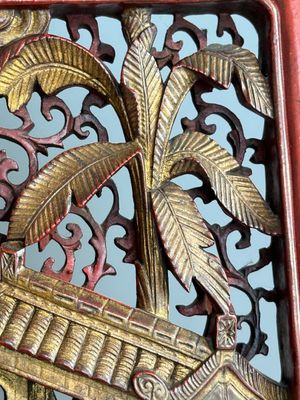 Two pairs of Chinese carved, lacquered and gilt-decorated wooden panels with figural design, 19th C. — foto 31