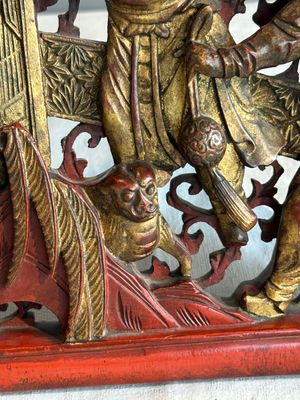 Two pairs of Chinese carved, lacquered and gilt-decorated wooden panels with figural design, 19th C. — foto 38