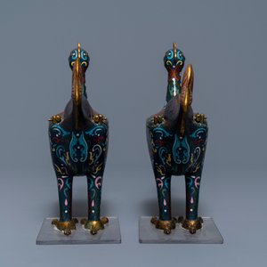 Two pairs of Chinese cloisonné 'phoenix and winged horse' incense burners, 19th C. — 照片 9