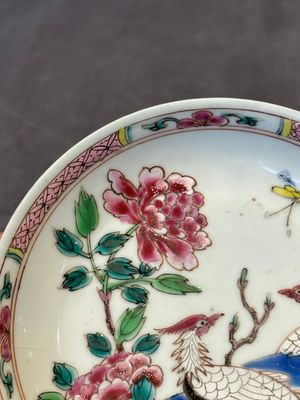 Two pairs of Chinese famille rose cups and saucers with pheasants and roosters, Yongzheng/Qianlong — photo 3
