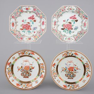 Two pairs of Chinese famille rose porcelain plates, 18th C — photo 1