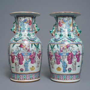 Two pairs of Chinese famille rose vases and a jardinière, 19th C. — photo 2